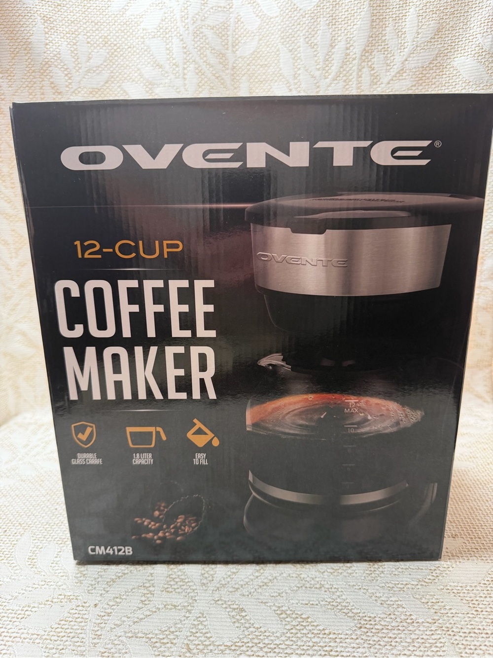 Ovente 12-Cup Coffee Maker - Black and Stainless